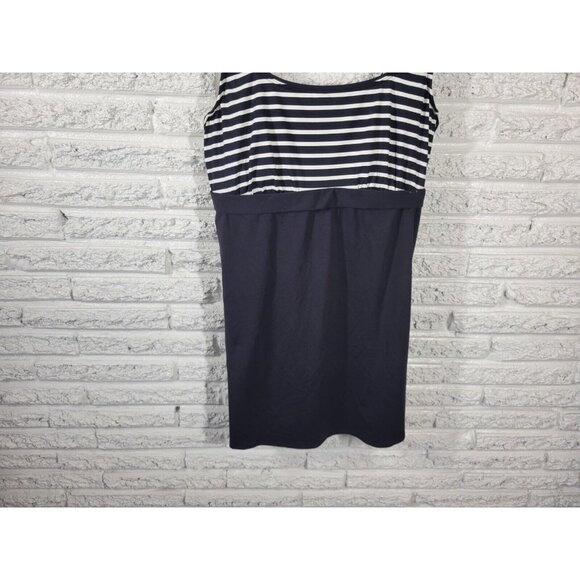 Lands End Womens Swim Top 16 Black Stripe Adjustable Wide Strap STR123E - Picture 3 of 8